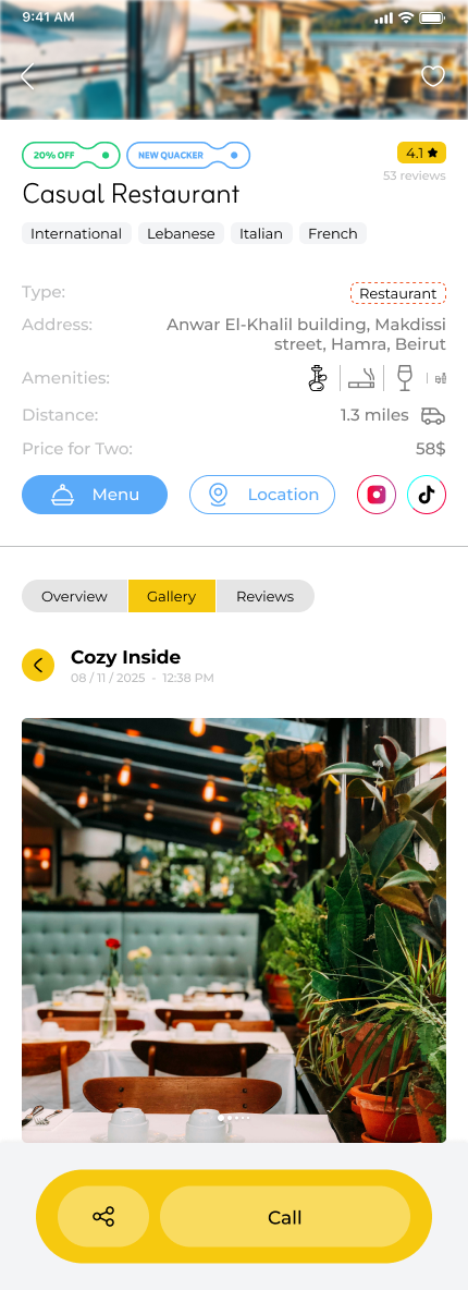 Restaurant Page