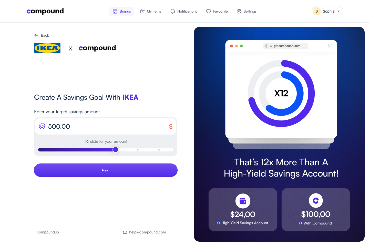 Get Compound — Savings Flow