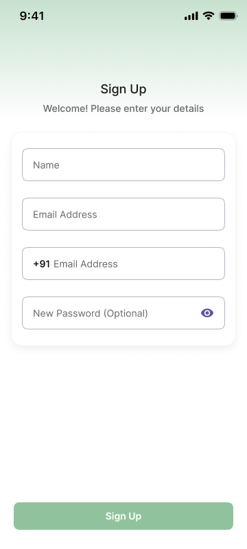 Sign Up - Dropdown