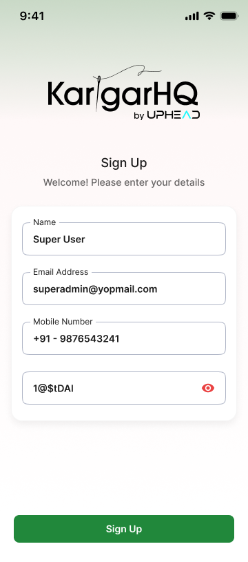 Sign Up - Fully Filled